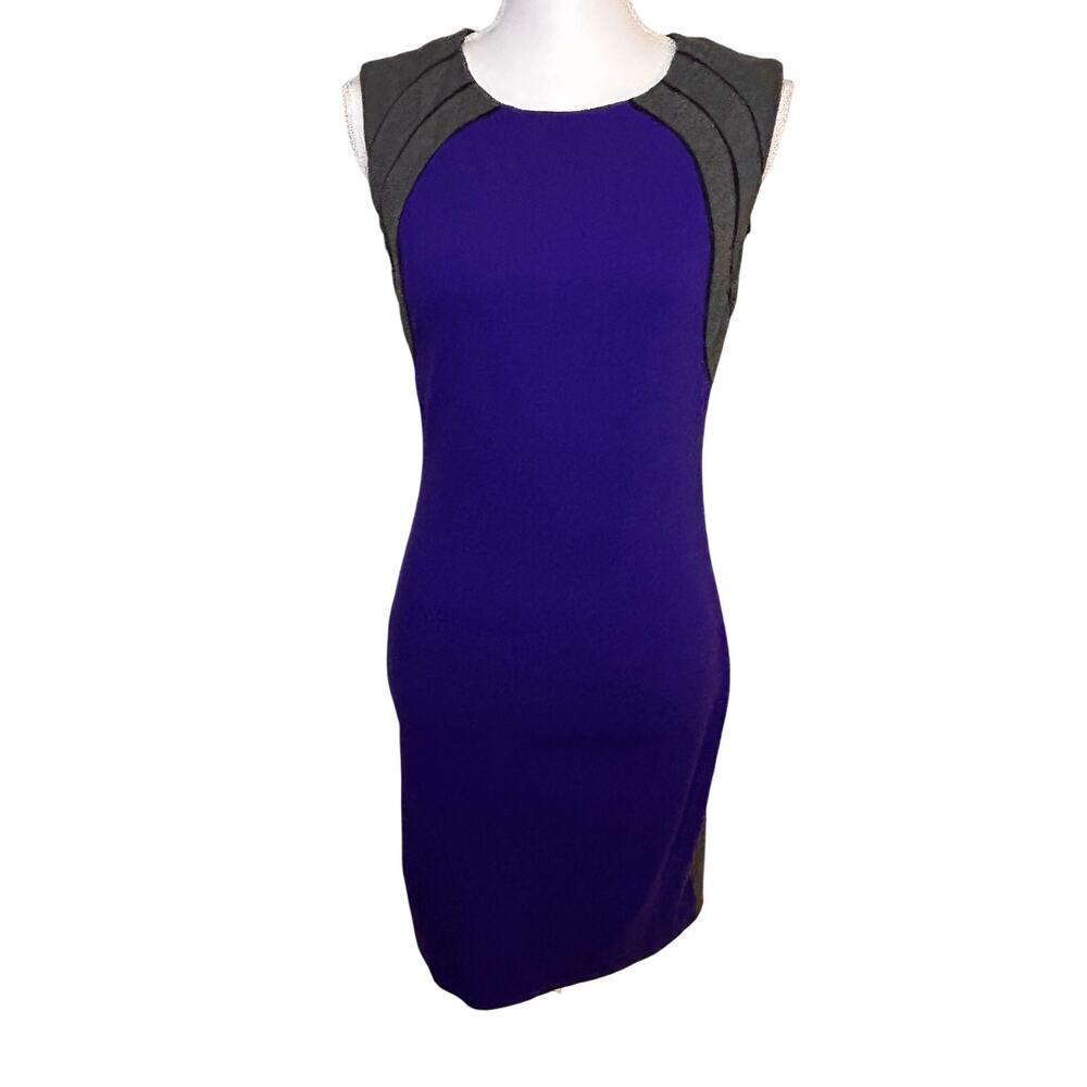 Diane von Furstenberg purple and gray colorblock sheath Hallie dress size 6